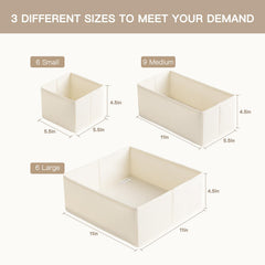 Criusia Drawer Organizer Clothes, 21 Pack Dresser Organizer for Baby Clothes, Underwear, Sock - Foldable Closet Organization and Storage Dividers Bins for Nursery, Bedroom (Beige) Beige 21PACK U1