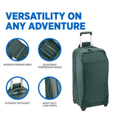 eagle creek Tarmac XE 95 L Rolling Suitcase with Wheels - 2-Wheel with Heavy-Duty Housing, Laptop Sleeve, Compression Wings, and Internal Organization, Arctic Seagreen - 95L U1
