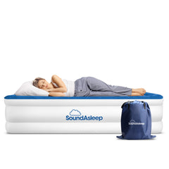 SoundAsleep Products Dream Series Luxury Air Mattress, ComfortCoil Technology, Built-in High Capacity Pump for Home, Camping- Double Height, Adjustable, Inflatable Blow Up, Portable (Twin Size) Blue Twin U1