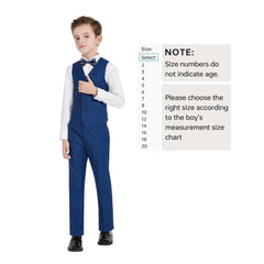 Plavict Boys' Suits Slim Fit 5 Piece, Adjustable Waist, Boys Formal Set Blue U1