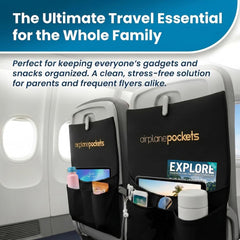 Airplane Pockets - Airplane Accessories - Plane Travel Essentials - Travel Organizer - Seat Storage Organizer - Air Travel Essentials - Seatback Organizer - International Travel Accessories Must Haves Black U4