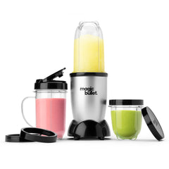Magic Bullet Blender, Small, Silver, 11 Piece Set Silver/Black 11 Piece Blender Set U1