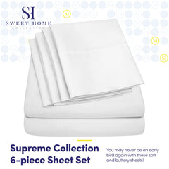 King Size Bed Sheets - 6 Piece 1500 Supreme Collection Fine Brushed Microfiber Deep Pocket King Sheet Set Bedding - 2 Extra Pillow Cases, Great Value, King, White White King U2