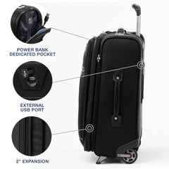 Travelpro Platinum Elite Softside Expandable Luggage, 2 Wheel Upright Suitcase, USB Port, Men and Women ( Shadow Black , Carry On 22 Inch ) Shadow Black Carry On 22 Inch U2