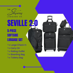 Skyway Luggage Seville Softside 5-Piece Travel Luggage Weather & Abrasion Resistant, Expandable with Spinner Wheels ( Black , 5-Piece Set ) Black 5 Piece Set U1