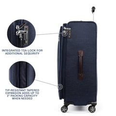 Travelpro Platinum Elite Softside Expandable Checked Luggage, 8 Wheel Spinner Large Suitcase, TSA Lock, Men and Women ( True Navy Blue , Checked-Large 29-Inch ) True Navy Blue Checked Large 29 Inch U11