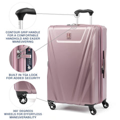 Travelpro Maxlite 5 Hardside Spinner Wheel Luggage Dusty Rose Checked Medium 25 Inch U1