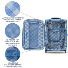 Travelpro Maxlite 5 Softside Expandable Upright 2 Wheel Luggage, Lightweight Suitcase, Men and Women Azure Blue Carry On 22 Inch U2