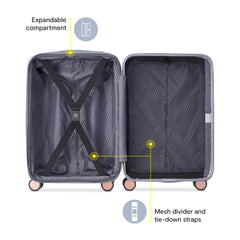 Delsey Alexis Lightweight Luggage, 4-Wheel Spinners Hardshell Suitcase, Expandable with TSA Lock ( Platinum/Rose Gold , 3-piece Set (21"/25"/29") ) Platinum/Rose Gold 3 Piece Set 21 25 29 U4