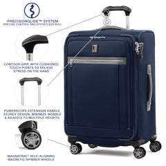 Travelpro Platinum Elite Softside Expandable Checked Luggage, 8 Wheel Spinner Large Suitcase, TSA Lock, Men and Women ( Dark Blue , Checked-Medium 25-Inch ) Dark Blue Checked Medium 25 Inch U1