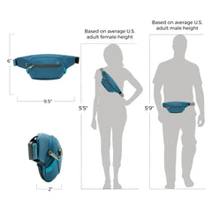 Travelon Anti-Theft Active Waist Pack, Teal, 9.5" W x 6" H x 2" D U2