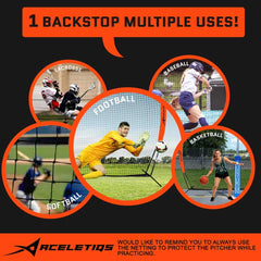 Lacrosse Backstop 12 x 9 Feet Lacrosse Net, Baseball Softball Practice, Perfect Training Net, Soccer Net, Basketball Net, Baseball Net, Pitching Net, Softball Net W/Bag 12x9 Feet 10 x 20 ft U1