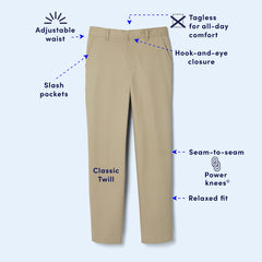 French Toast Boys' Adjustable Waist Relaxed Fit Pant (Standard & Husky), Khaki Beige, 12 U1