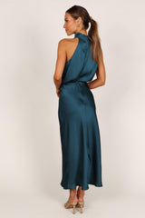 Petal & Pup Anabelle Halter Neck Midi Dress - Teal M Teal U1