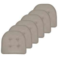 Sweet Home Collection Chair Cushion Memory Foam Pads Tufted Slip Non Skid Rubber Back U-Shaped 17" x 16" Seat Cover, 6 Count (Pack of 1), Khaki Gray Khaki Gray 6 Pack U1