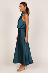 Petal & Pup Anabelle Halter Neck Midi Dress - Teal M Teal U1