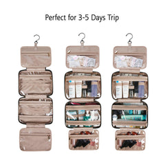 BAGSMART Toiletry Bag Travel Bag with Hanging Hook, Water-resistant Makeup Cosmetic Bag Travel Organizer for Accessories, Shampoo, Full-size Container, Toiletries (Baby Pink, Medium) U2