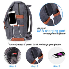 Modoker Vintage Laptop Backpack for Women Men,Travel Backpacks with USB Charging Port Fashion Backpack Fits 15.6Inch Notebook, Grey Grey 15.6 inch U1