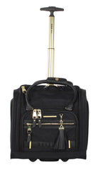 steve madden Designer 15 Inch Carry on Suitcase- Small Weekender Overnight Business Travel Luggage- Lightweight 2- Rolling Spinner Wheels Under Seat Bag for Women (Peek-A-Boo Black) Peek-A-Boo Black One_Size U1