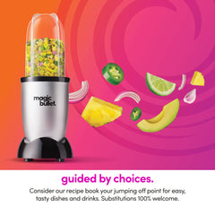 Magic Bullet Blender, Small, Silver, 11 Piece Set Silver/Black 11 Piece Blender Set U1