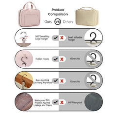BAGSMART Toiletry Bag Travel Bag with Hanging Hook, Water-resistant Makeup Cosmetic Bag Travel Organizer for Accessories, Shampoo, Full-size Container, Toiletries (Baby Pink, Medium) U2