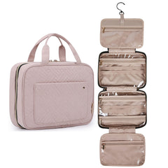 BAGSMART Toiletry Bag Travel Bag with Hanging Hook, Water-resistant Makeup Cosmetic Bag Travel Organizer for Accessories, Shampoo, Full-size Container, Toiletries (Baby Pink, Medium) U2