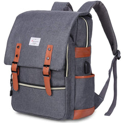 Modoker Vintage Laptop Backpack for Women Men,Travel Backpacks with USB Charging Port Fashion Backpack Fits 15.6Inch Notebook, Grey Grey 15.6 inch U1