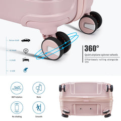 Somago 20" Carry On Luggage and 14" Mini Cosmetic Cases Travel Set Lightweight Polypropylene Suitcase with TSA Lock YKK Zipper Hardside Luggage with Spinner Wheels (2 Piece Set, Nude Pink) Nude Pink 2-Piece Set (14/20) U1