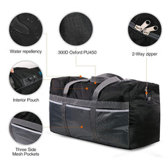 REDCAMP Extra Large Duffle Bag Lightweight, 96L Water Resistant Travel Duffle Bag Foldable for Men Women, Black U1