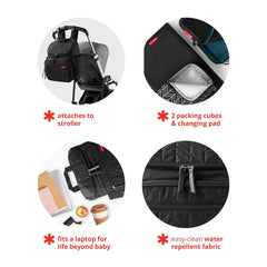 Skip Hop Diaper Bag Backpack: Forma, Multi-Function Baby Travel Bag with Changing Pad & Stroller Attachment, Jet Black U1