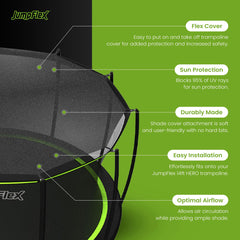 JumpFlex SMARTSHADE Soft Outdoor Trampoline Shade Canopy Cover for Sun Protection, Compatible with Hero 14' Model ONLY, Trampoline NOT Included, Black Black 14 FT U1