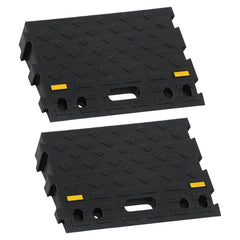 BISupply Rubber Curb Ramp 4 Inch Rise Wedge Set - 2pk Car Ramps Interlocking Curb Ramps for Driveway and Sidewalk U2