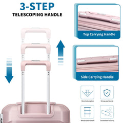 Somago 20" Carry On Luggage and 14" Mini Cosmetic Cases Travel Set Lightweight Polypropylene Suitcase with TSA Lock YKK Zipper Hardside Luggage with Spinner Wheels (2 Piece Set, Nude Pink) Nude Pink 2-Piece Set (14/20) U1