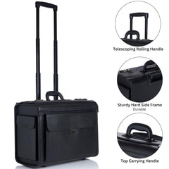 Alpine Swiss Rolling 17" Laptop Briefcase on Wheels Attache Lawyers Case Legal Size Black One Size U1