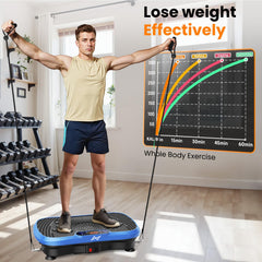 AXV Vibration Plate Fitness Platform Exercise Machine Vibrating Shaking Full Body Shaker Workout Vibrate Stand Shake Board Sport for Weight Loss Fat Burner for Gym Home Office BLUE U2