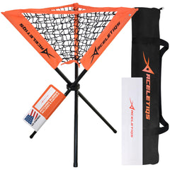 ACELETIQS Baseball Softball Portable Batting Practice Ball Caddy, Use During Training and Drills, Save Your Back No More Bending, Holds up to 60 Baseballs, Instant Setup (3 Leg) U1