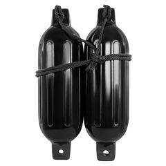 BISupply Boat Bumpers for Docking - Boat Fenders Black 2 Pack 22.8 x 7.8in Buoys with 2 Fender Lines and 12in Inflator U2