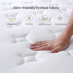 Dourxi Twin Mattress, 12 Inch Hybrid Mattress in a Box with Gel Memory Foam, Individually Pocketed Springs for Support and Pressure Relief - Medium Plush U1