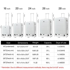 Hanke 20 Inch Carry On Luggage 22x14x9 Airline Approved PC Hard Shell Suitcases with Wheels TSA Luggage for Women Men Lightweight Travel Luggage(Smoke White) Smoke White Carry On 20-Inch U1