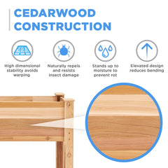 Jumbl, Cedar Raised Garden Bed, Elevated Wood Planter for Growing Fresh Herbs, Vegetables, Flowers, Succulents - 34x18x30” Red 34x18x30 U1