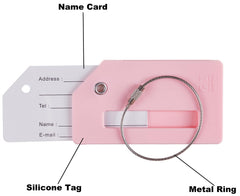 Gostwo 1Pc Silicone Luggage Tag for Suitcases, 26 Initial Letter Baggage Labels Handbag School Bag Suitcase Instrument Tag with Stainless Steel Loop(Pink)(Airplane) Pink01 Airplane U1