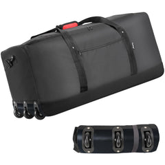 Finnhomy 120L Foldable Rolling Duffel Bag with 3 Wheels, Light Weight Travel Duffel bag with Large Loading Capacity, 32 inch Rolling Duffel bag with Shoulder Strap for Travel Camping Sports, Black Black undefined U1
