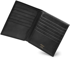 Bosca Men’s Wallet In Old Leather – 12 Pockets Bi-Fold Credit Holder Hand-Stained Full Grain Leather, RFID Blocking Black Black U1