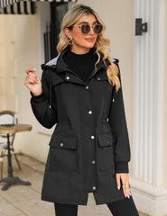 Bloggerlove Womens Rain Jackets Hooded Lightweight Rain coat Outdoor Waterproof Windbreaker Black XL Black Extr Large U1