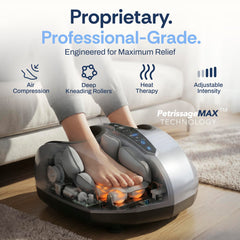 MIKO Foot Massager Machine with Deep-Kneading, Compression, Shiatsu, and Heat for Plantar Fasciitis, Neuropathy - Fits up to Men Size 12 Grey With Button Grey U1