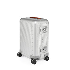 FPM Milano Bank Spinner, Durable and Luxurious Luggage Made in Italy, 4-wheel Spinner for Smooth Travel, Integrated TSA Lock, Fine Leather Straps ( Moonlight Silver , Carry-On 55M ) Moonlight Silver Carry On 55 M U1