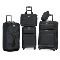 Skyway Luggage Seville Softside 5-Piece Travel Luggage Weather & Abrasion Resistant, Expandable with Spinner Wheels ( Black , 5-Piece Set ) Black 5 Piece Set U1