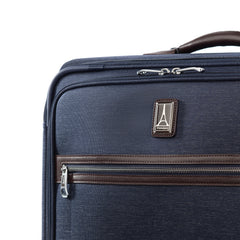 Travelpro Platinum Elite Softside Expandable Luggage, 8 Wheel Spinner Suitcase, USB Port, Suiter, Men and Women True Navy Checked Medium 25 Inch U1