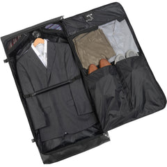 WallyBags 45" Premium Framed Garment Bag with shoulder strap and multiple pockets ( Black , 45-inch ) Black 45 Inch U2