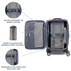 Travelpro Platinum Elite Softside Expandable Carry on Luggage, 8 Wheel Spinner Suitcase, USB Port, Suiter, Men and Women, Carry On 21-Inch ( Vintage Grey , Carry-On 21-Inch ) Vintage Grey Carry On 21 Inch U12